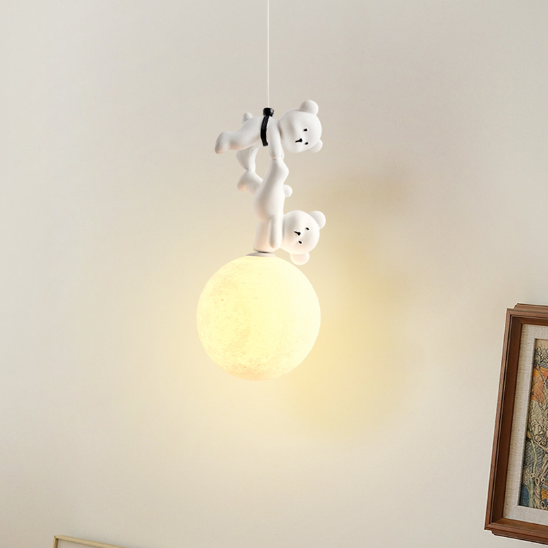 Baby Nursery Light Fixture - โคมไฟรูปการ์ตูนหมีเรซิ่นโคมไฟแขวนข้างเตียงสำหรับห้องนอนของเด็กโคมไฟแขวนสำหรับติดได้กับเด็กทารกเพศหญิงเพศชาย