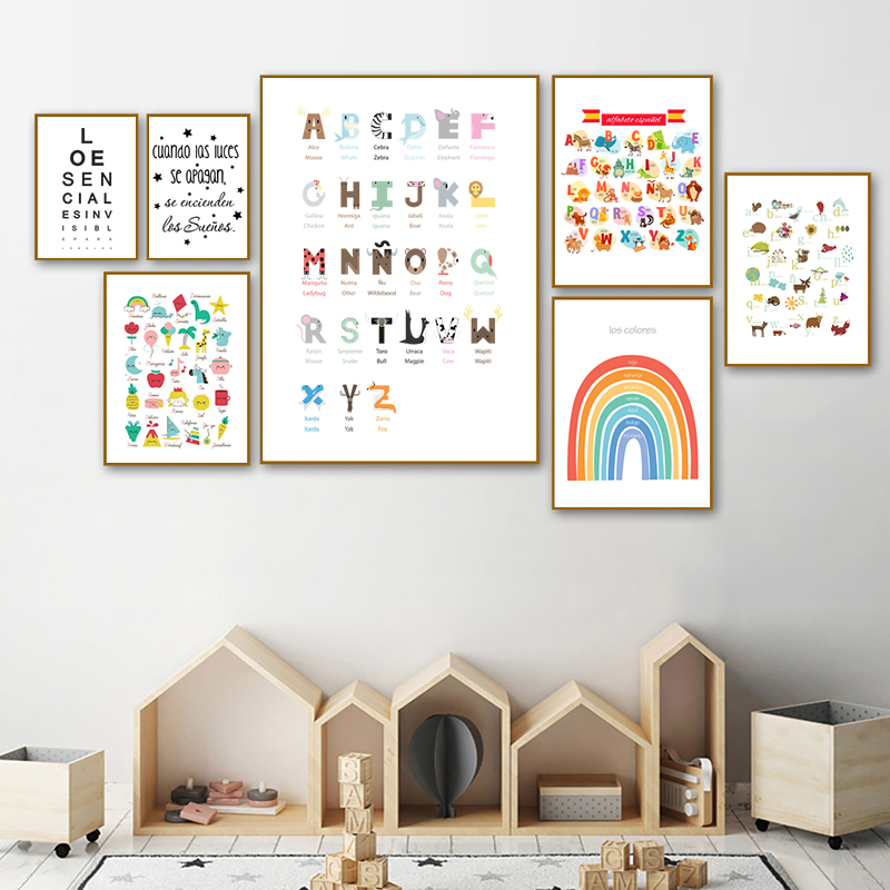 Baby Nursery Quotes Wall Art - สเปนเด็กห้องนอน Art Decor ภาพวาดผ้าใบ,The Dreams Come