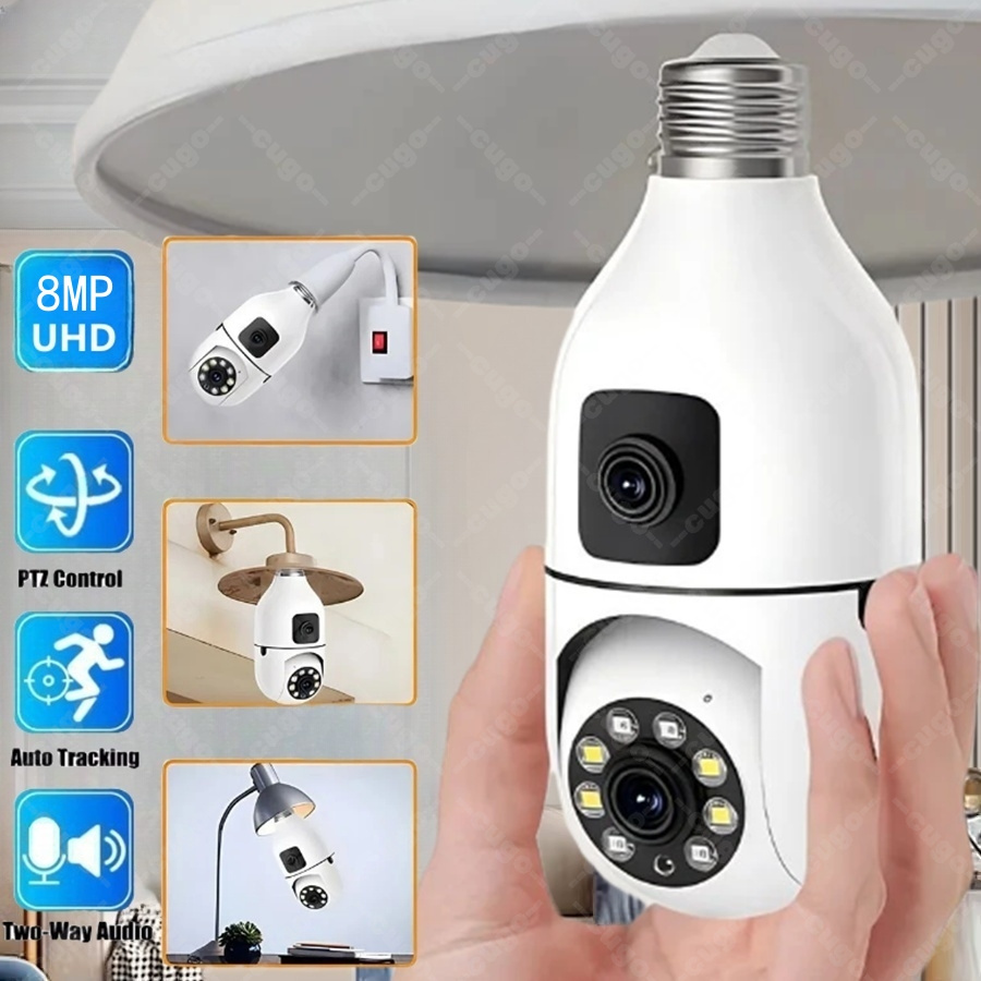 Baby Nursery Camera - กล้องวงจรปิดหลอดไฟ E27 ความละเอียด 8MP HD มองเห็นในเวลากลางคืน