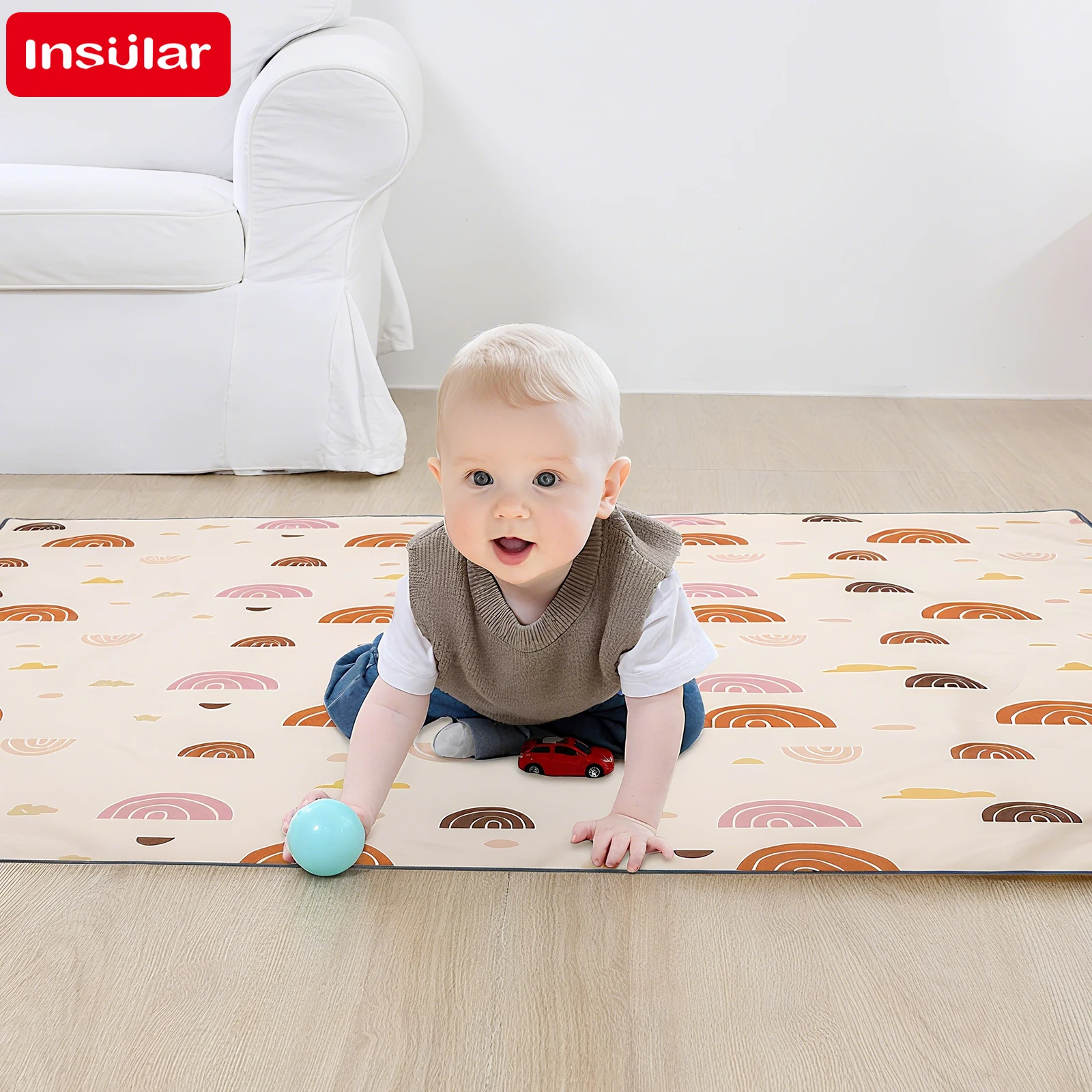 Baby Mattress Waterproof - INSULAR เด็กการศึกษาที่นอนพับเด็กเล่นเสื่อลื่นทนทานพรมเด็กเนอสเซอรี่ปีนเขา Pad กันน้ํา 0-3Y