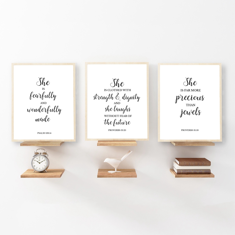 Baby Nursery Quotes Wall Art - ข้อพระคัมภีร์อ้างคริสเตียนWall Artภาพวาดผ้าใบพระคัมภีร์สดุดีโปสเตอร์และพิมพ์ภาพเด็กสาวเนอสเซอรี่Art Wall Decor
