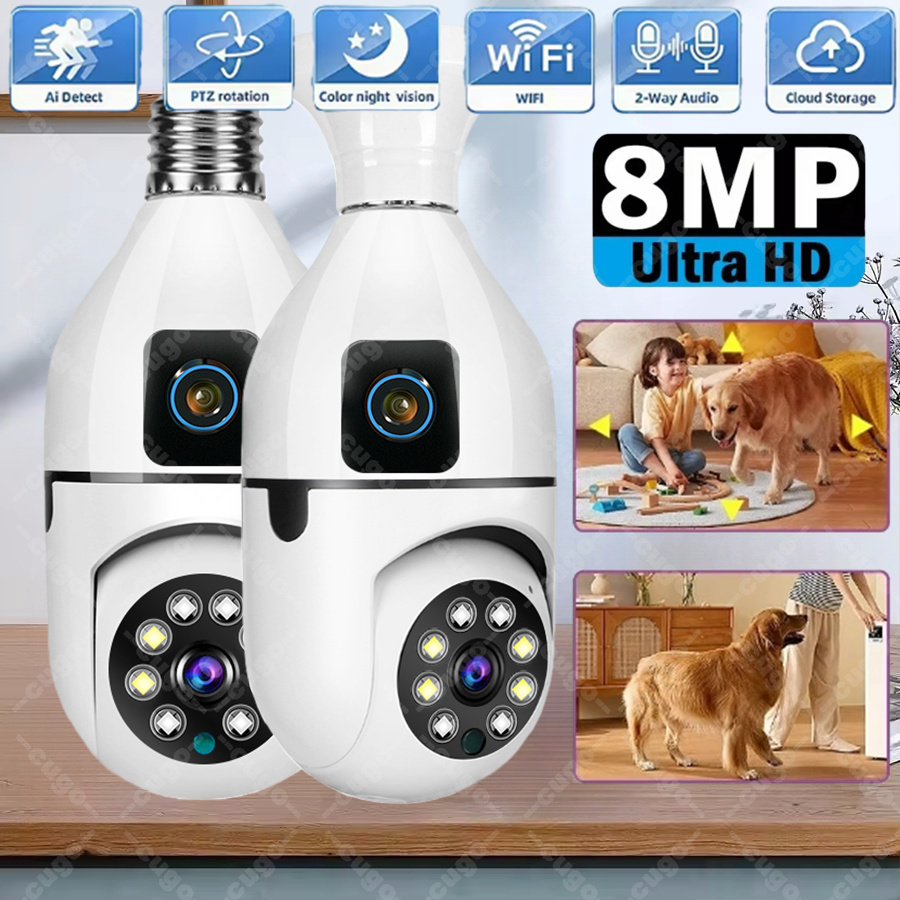 Baby Nursery Camera - กล้องไอพี ไวไฟ E27 กล้องหลอดไฟ 8MP กล้องวงจรปิดไร้สายสำหรับเด็ก