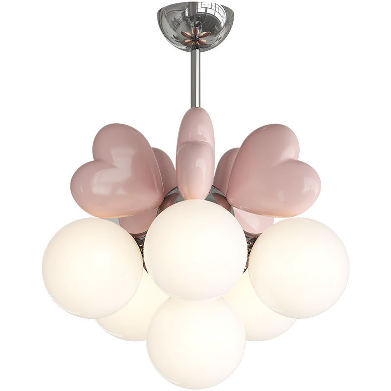 Baby Nursery Chandelier - โคมไฟระย้ารูปหัวใจสีชมพู ปี 2026 พร้อมไฟ LED E27