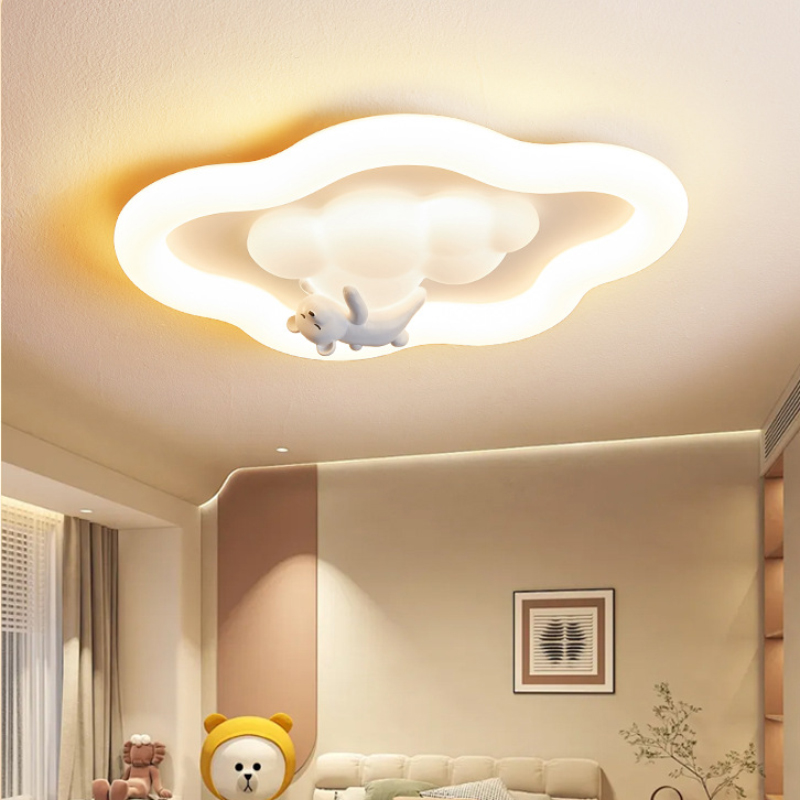 Baby Nursery Light Fixture - โคมไฟเพดานครีมมี่คลาวด์สไตล์ฝรั่งเศส สำหรับห้องเด็ก ห้องอ่านหนังสือ ห้องพักผ่อน ห้องเด็กอ่อน ตกแต่งอย่างมีศิลปะ