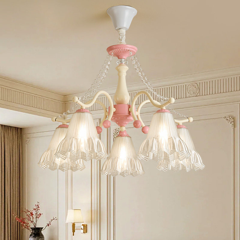 Baby Nursery Chandelier - โคมไฟระย้า LED สำหรับห้องเด็กสไตล์นอร์ดิก โคมไฟ PVC ลายดอกไม้