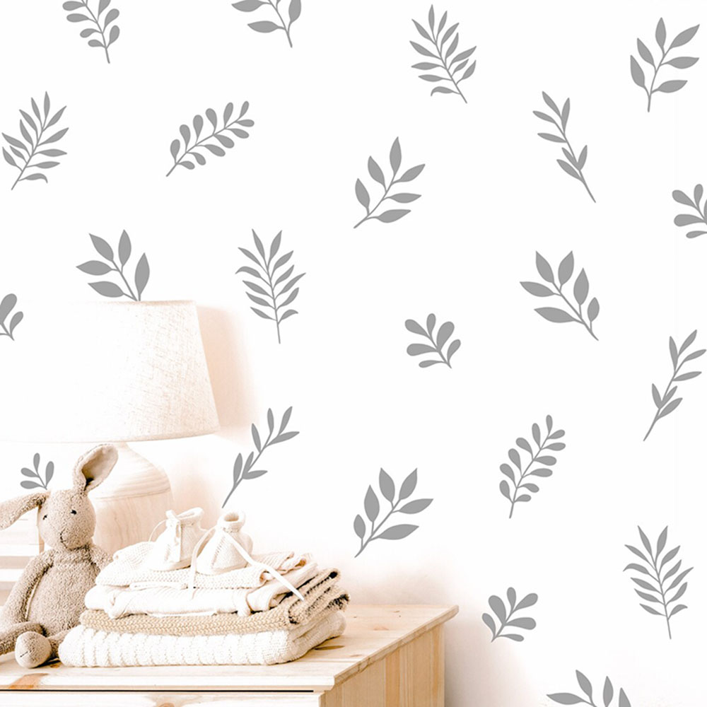 Baby Nursery Needs - 41 ชิ้น Botanical Leaf สติ๊กเกอร์ติดผนังห้องเด็กเล่นห้องนอนธรรมชาติต้นไม้ใบรูปลอกผนังเด็กทารกไวนิล Home