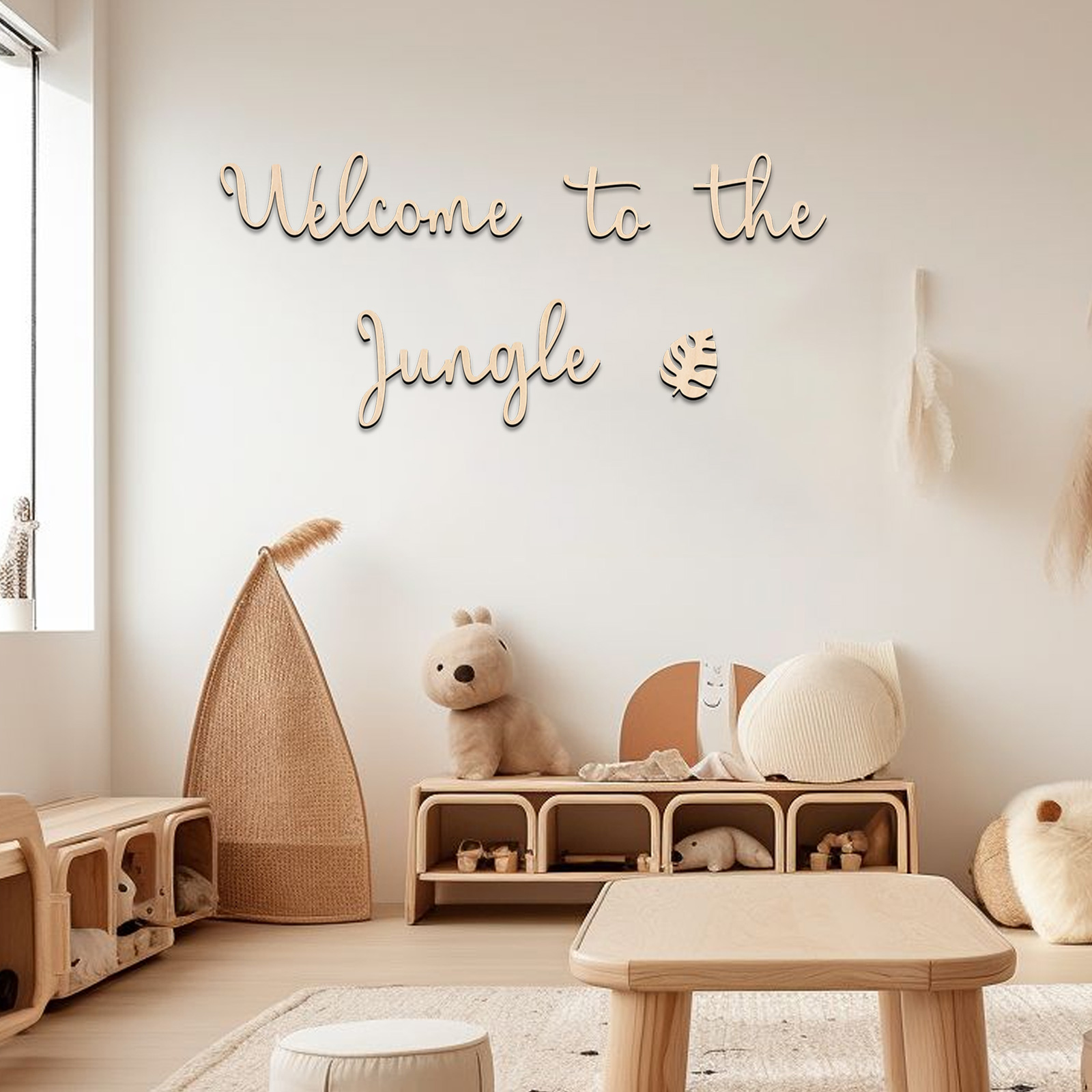 Baby Nursery Needs - ป้ายไม้ต้อนรับสู่ป่า - ของตกแต่งห้องเด็ก, งานศิลปะติดผนังธีมป่า, ธีมสัตว์ป่า, ของขวัญสำหรับงานเลี้ยงฉลองทารก,