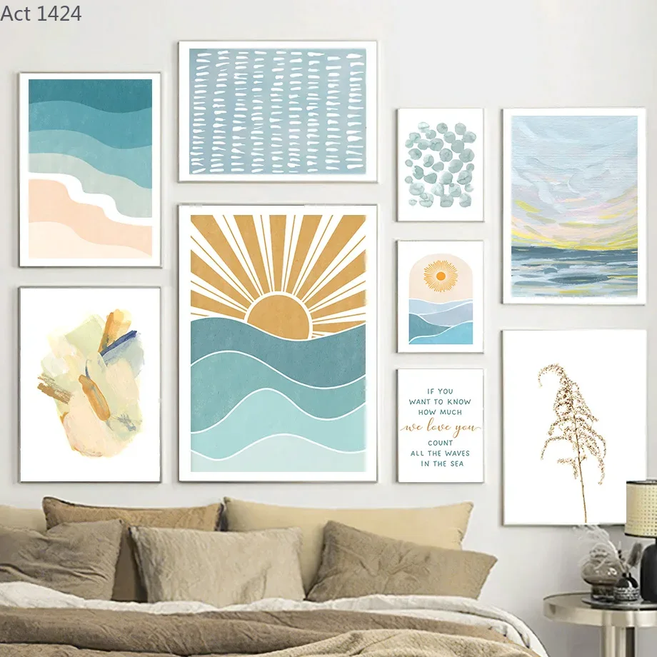 Baby Nursery Quotes Wall Art - ภาพวาดบนผ้าใบลายพระอาทิตย์ขึ้นพระอาทิตย์ตกชายหาดมหาสมุทร คำคมตกแต่งผนัง โปสเตอร์และภาพพิมพ์สำหรับห้องเด็ก ตกแต่งบ้าน