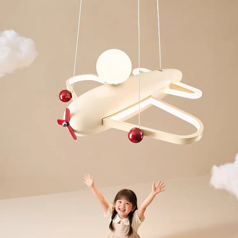 Baby Nursery Chandelier - โคมไฟระย้ารูปเครื่องบินสำหรับห้องเด็ก ห้องนอนเด็ก ตกแต่งห้องเด็ก โคมไฟสไตล์โมเดิร์นสีครีม ให้ความอบอุ่น เหมาะสำหรับห้องเด็กชายและเด็กหญิง