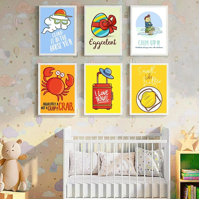 Baby Nursery Quotes Wall Art - ภาพพิมพ์บนผ้าใบลายการ์ตูนน่ารักตลกๆ สำหรับตกแต่งผนังห้องเด็ก ห้องนอนเด็ก ของตกแต่งบ้าน