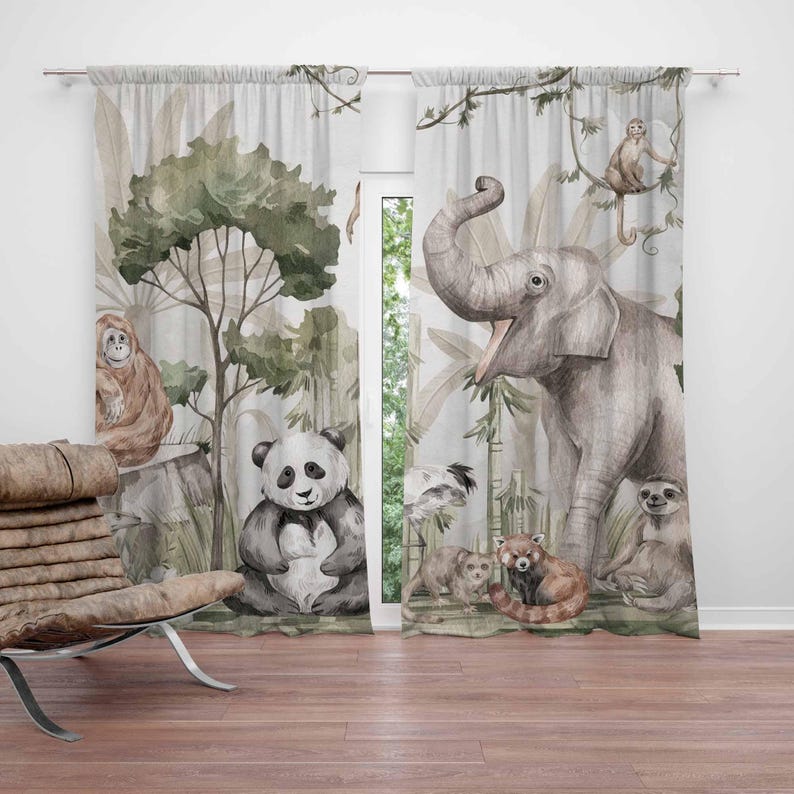 Baby Nursery Curtains - ม่านลายสัตว์ซาฟารี ม่านห้องนอนเด็ก ม่านห้องเล่น ม่านกันแสง ม่านตกแต่งห้องเด็กอ่อน ม่านห้องนอน
