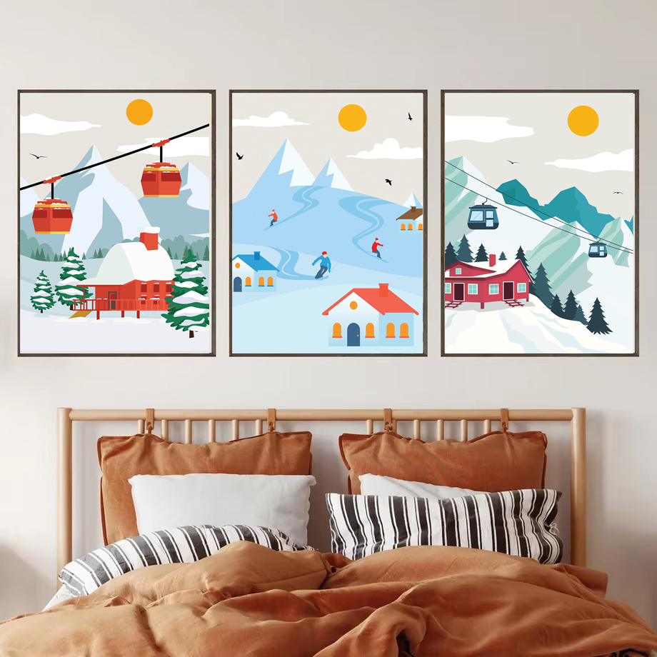 ศิลปะบนผืนผ้าใบภูเขาหิมะสไตล์ม - Baby Nursery Mountain Theme บทวิจารณ์และราคา