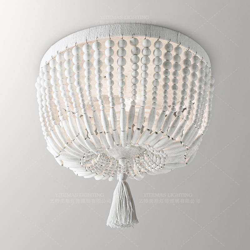 Weathered ไม้สีขาวลูกปัดโคมไฟร - Baby Nursery Chandelier บทวิจารณ์และราคา