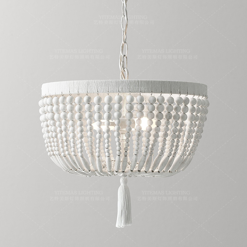 Weathered ไม้สีขาวลูกปัดโคมไฟร - Baby Nursery Chandelier บทวิจารณ์และราคา