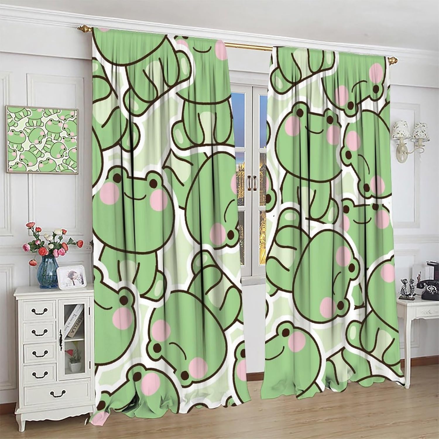 ม่านลายกบสีเขียวน่ารักสำหรับห้ - Baby Nursery Curtains บทวิจารณ์และราคา