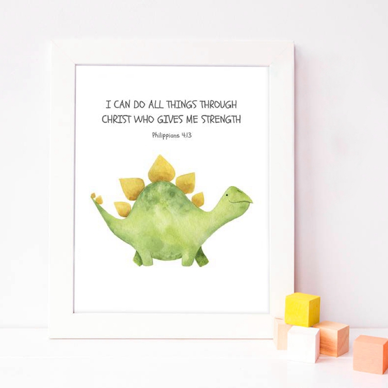 เด็กข้อพระคัมภีร์อ้างพิมพ์ไดโน - Baby Nursery Quotes Wall Art บทวิจารณ์และราคา