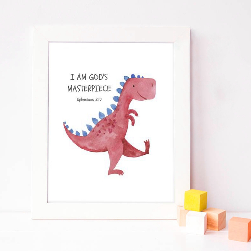 เด็กข้อพระคัมภีร์อ้างพิมพ์ไดโน - Baby Nursery Quotes Wall Art บทวิจารณ์และราคา