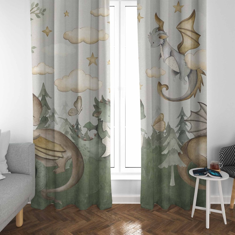 ม่านเด็กเล็ก ลายมังกรน้อย ม่าน - Baby Nursery Curtains บทวิจารณ์และราคา