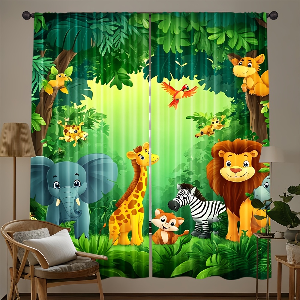 2 ชิ้นการ์ตูนสัตว์ผ้าม่านป่าซา - Baby Nursery Curtains บทวิจารณ์และราคา