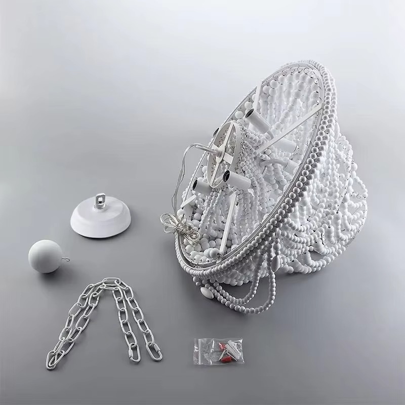 โคมไฟระย้าลูกปัดไม้แบบกึ่งฝังฝ - Baby Nursery Chandelier บทวิจารณ์และราคา