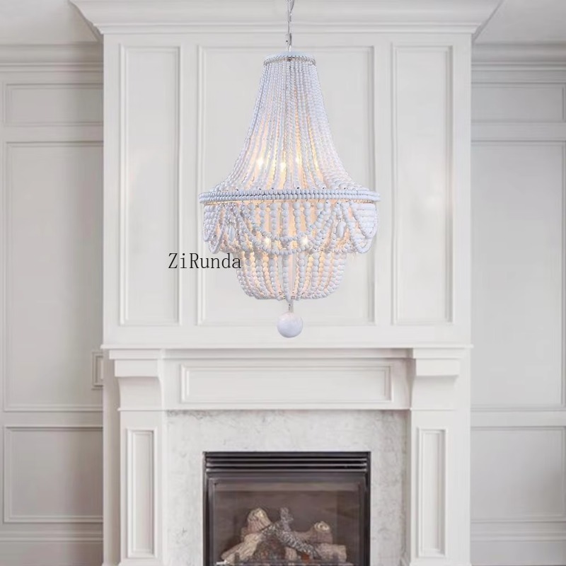 โคมไฟระย้าลูกปัดไม้แบบกึ่งฝังฝ - Baby Nursery Chandelier บทวิจารณ์และราคา
