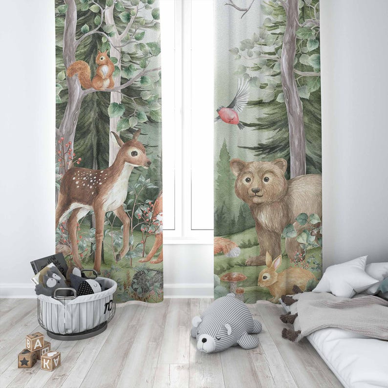 ม่านลายสัตว์ป่าสำหรับห้องเด็ก  - Baby Nursery Curtains บทวิจารณ์และราคา