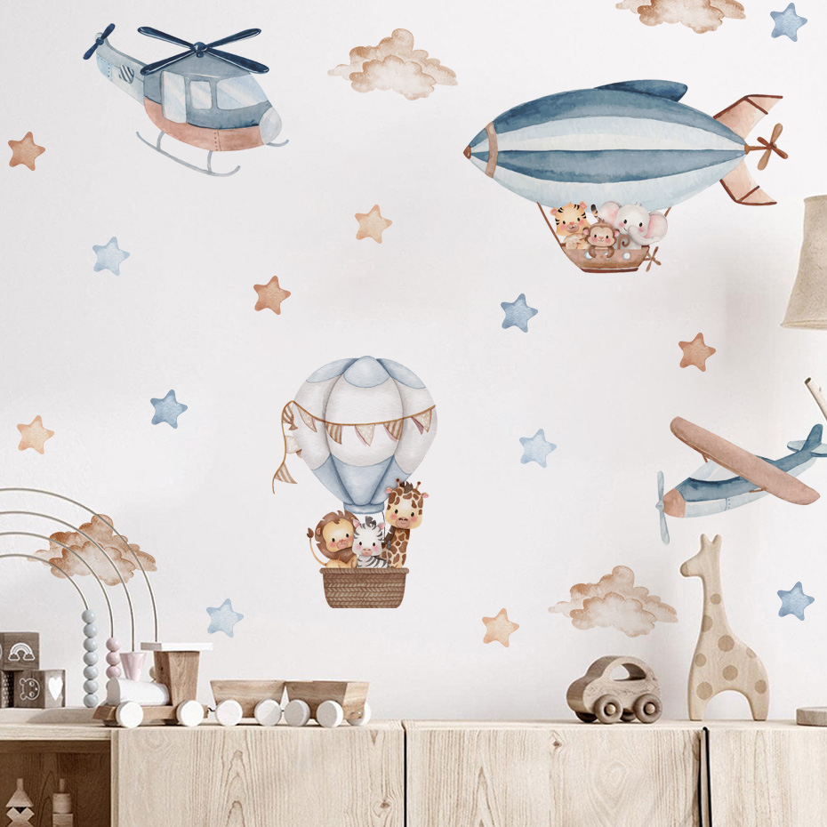 สีน้ําสัตว์ Hot Air บอลลูนเมฆส - Baby Nursery Needs บทวิจารณ์และราคา