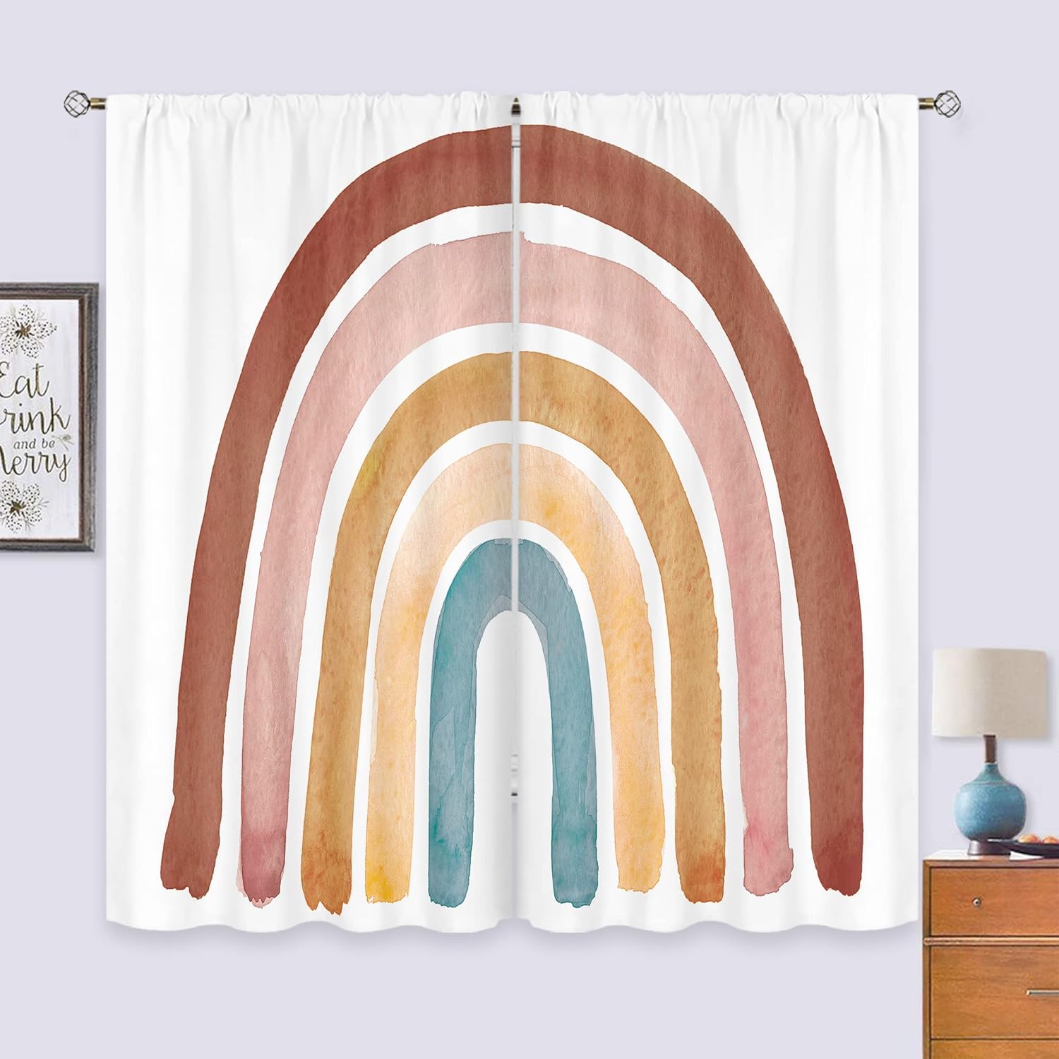 ผ้าม่านโบโฮลายสายรุ้งสำหรับเด็ - Baby Nursery Curtains บทวิจารณ์และราคา