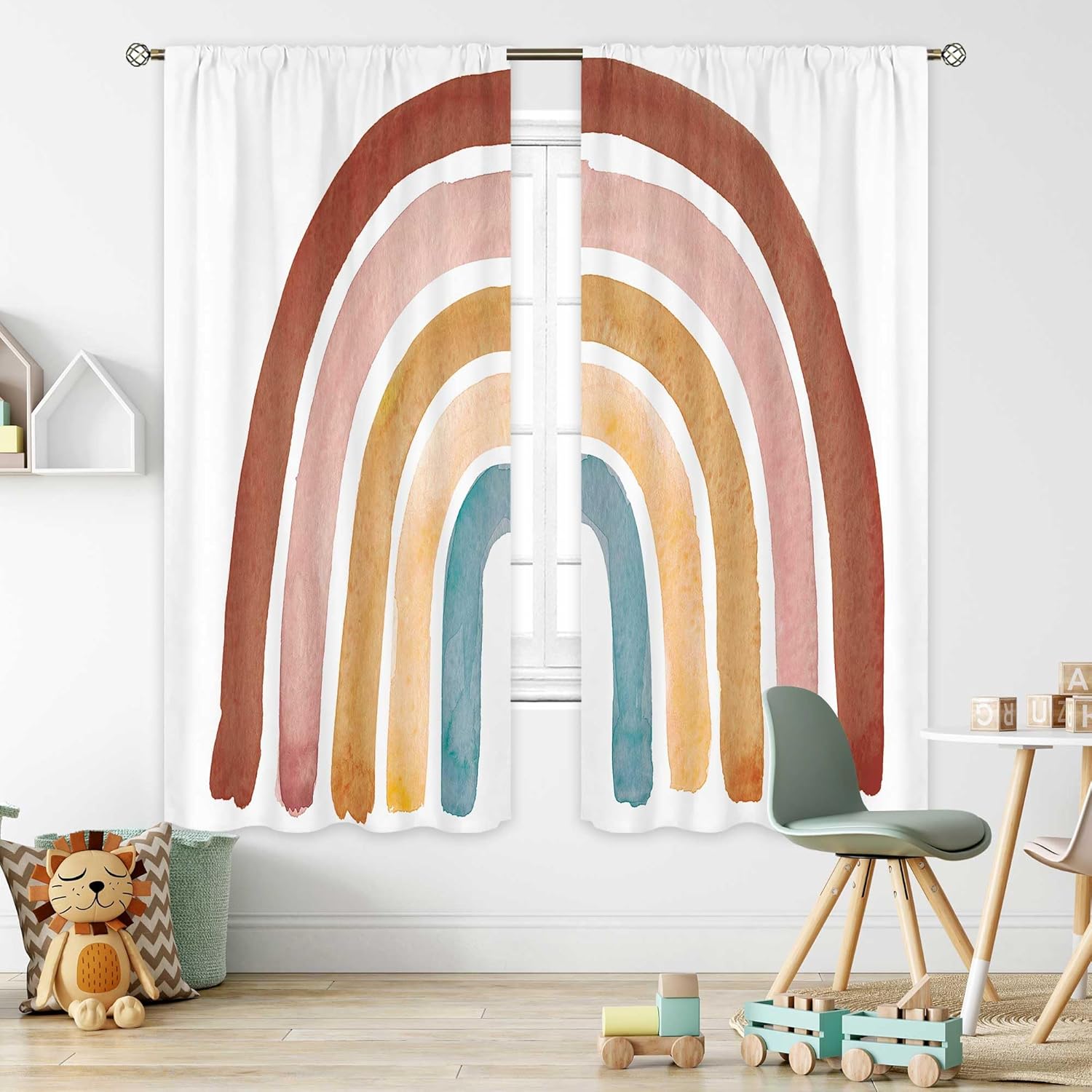 ผ้าม่านโบโฮลายสายรุ้งสำหรับเด็ - Baby Nursery Curtains บทวิจารณ์และราคา