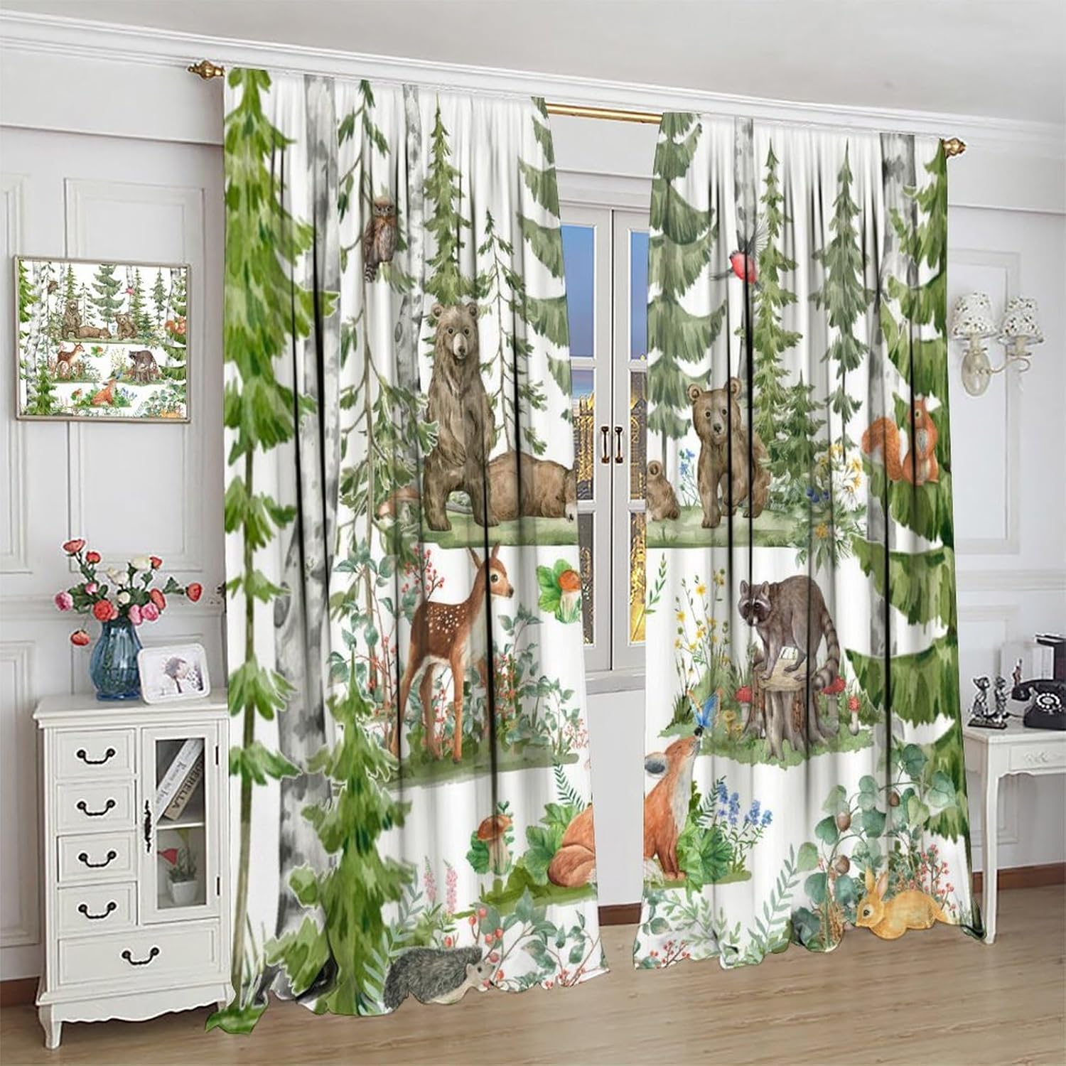 ผ้าม่านลายสัตว์ป่าสำหรับเด็ก ล - Baby Nursery Curtains บทวิจารณ์และราคา