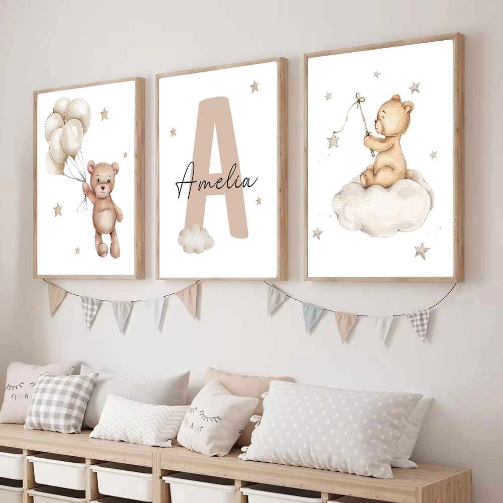 ภาพพิมพ์บนผ้าใบลายการ์ตูนหมี ช - Baby Nursery Kit บทวิจารณ์และราคา