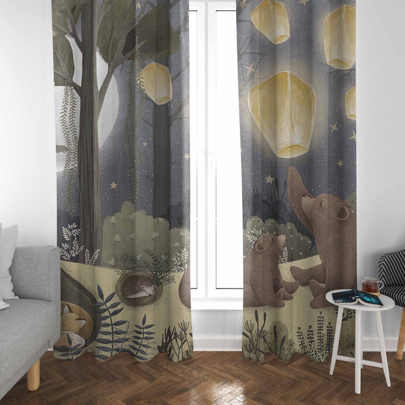ผ้าม่านลายป่าไม้ ลายสัตว์ หมี  - Baby Nursery Curtains บทวิจารณ์และราคา