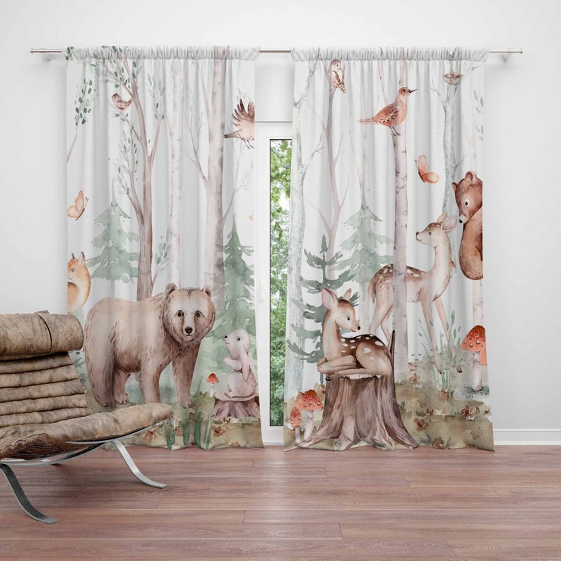 ผ้าม่านลายสัตว์ป่า ผ้าม่านห้อง - Baby Nursery Curtains บทวิจารณ์และราคา
